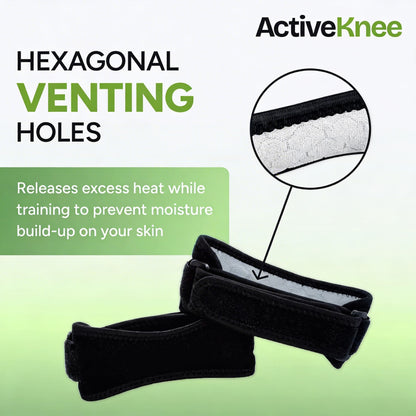 Breathable patella strap with ventilation design to reduce heat and moisture buildup during workouts